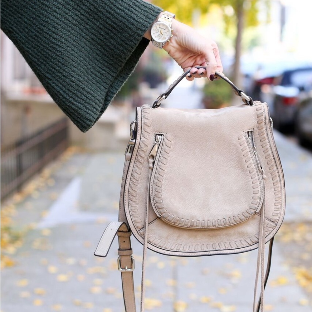 Womens Beige Crossbody Bag with Top Handle - Unbranded